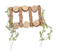 UTHCLO Columpio para de Madera Natural Juguete Colgante con Soporte Perchero para Pájaros Accesorio Resistente para Mascotas Diseño Creativo y Duradero