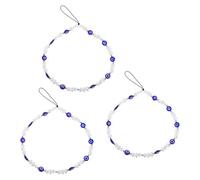 UTHCLO Cordón para Teléfono Móvil Colgantes de Cuentas Ojo Azul, Pulsera Ligera de 3 Piezas, Accesorio Decorativo para Uso Diario y Protección Simbólica