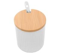 UTHCLO Cuenco Cerámico para Condimentos de Color Claro con Tapa y Cuchara 300 Ml, Salero y Azucarero para Cocina, Recipiente de Cerámica para Almacenar Especias y Condimentos, Accesorios