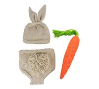 UTHCLO Disfraz Hecho de Lana Delicada de Crochet en Forma de Conejo para Recién Nacido Incluye Gorro, Pantalones y Zanahoria Adecuado para Sesiones de Fotografía y Baby Shower