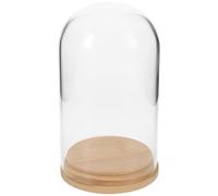 UTHCLO Glass Display Dome Cloche con Base de Bambú Protector de Polvo para Micro Paisajes Macetas de Suculentas y Plantas de Aire Vitrina Transparente para Oficina y Hogar
