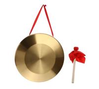 UTHCLO Gong de Mano Tradicional Chino de 32 Cm, Platillo de Cobre Rojo con Martillo, Instrumento de Percusión Portátil para Entrenamiento Auditivo y Desarrollo Creativo