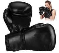 UTHCLO Guantes de Entrenamiento de Boxeo para Hombre, Par de 12 Oz de Cuero PU Negro, Diseño Antideslizante y Protección Ergonómica para Gimnasio y Sparring