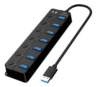 UTHCLO Hub USB 30 de 7 Puertos Interruptores Independientes Adaptador USB de Alta Velocidad 5 Cable Reforzado Compatible Portátiles Expansor de Puertos para Oficina y Hogar