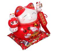 UTHCLO Hucha De para Decoración del Hogar Decoraciones De Año Nuevo Chino Estatua De De Maneki Neko con Brazo Que Estatua De De Gato De La Suerte