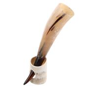 UTHCLO Jarra de Cuerno de Buey Auténtico con Soporte Capacidad 380 Ml Copa de Cuerno para Beber Hidromiel y Cerveza Diseño Vintage para Reuniones y Decoración