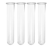 UTHCLO Jarrón de Escritorio de Cristal 4 Tubos de Vidrio Transparentes para Plantas Hidropónicas, Tubos de Ensayo Redondos de 2,5x3x11 Cm, Soporte para Cultivo y Decoración Interior