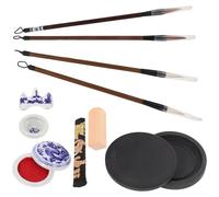 UTHCLO Juego de 11 Piezas para Caligrafía Escolar Pinceles para Escribir, Piedra de Tinta China Portátil, Papel Especial y Suministros para Estudiar Caligrafía Tradicional China