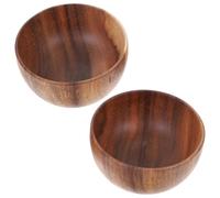 UTHCLO Juego de 2 Cuencos de Madera Vintage para Sopa y Arroz Cuencos Redondos Pequeños de Acacia 11X6 CM Multiusos para Ensalada y Postre Resistentes y Fáciles de Limpiar Ideales