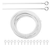 UTHCLO Juego de Alambre para Colgar Cortinas y Cuadros con Ganchos y Ojos de Metal y PVC, 10 Metros para Ventanas Grandes y Bahía, Instalación Fácil y Resistente
