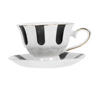 UTHCLO Juego de Taza de Té y Café de Cerámica Vintage con Borde Dorado, Diseño Elegante y Simple, Adecuado Hora del Té en Familia o Reunión con Amigos