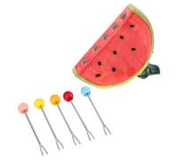 UTHCLO Juego de Tenedores de Fruta con Soporte de Cerámica Reutilizables de Acero Inoxidable en Forma de Sandía Fáciles de Limpiar y Diseño Divertido para Bodas y Picnics