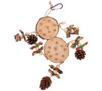 UTHCLO Juguete para Masticar Loros y Pájaros Cuerda Colgante, Piñas Naturales y Madera para Jaula, Juguete Triturador Saludable para Periquitos, Cacatúas y Aves Pequeñas