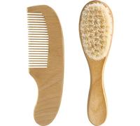 UTHCLO Kit de Cepillo y Peine para Bebés Recién Nacidos Cerdas de Lana Suaves y Mango de Madera, Portátil Irritación Piel y Cuero Cabelludo en Baby Shower