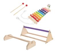 UTHCLO Kit de Soporte de Madera Natural para Pájaros con Perca y Xilófono Arcoíris para Loros y Accesorios para Mascotas con Barra para Posarse y Juguete Sonoro