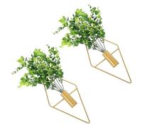 UTHCLO Macetero Colgante de Pared de Hierro en Forma de Rombo Dorado, Juego de 2 Jardineras Colgantes con Soporte Geométrico, Decoración Rústica para Plantas Artificiales o Secas,