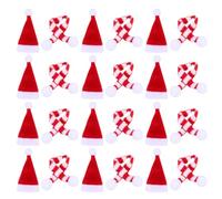 UTHCLO Mini Gorro Navideño de Punto 4X8 CM Bufanda Roja y Blanca 15 CM Set de 24 Piezas DIY para Decoración de Fundas Ropa y Accesorios Adecuado para Manualidades Navideñas