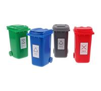 UTHCLO Mini Papelera de Escritorio con Tapa Set 4 Piezas Colores Rojo Verde Azul y Gris Cubo Pequeño para Oficina y Hogar Organizador Portátil para Basura y Material de Oficina