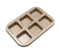 UTHCLO Molde Cuadrado para Hornear 6 Compartimentos Antiadherente de Acero al Carbono Color Dorado 265X186X27 CM para Repostería Panadería y Uso Doméstico