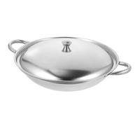 UTHCLO Olla de Acero Inoxidable para Cocinar Wok de Metal con Tapa Antidesbordamiento Diseño Portátil Adecuado para Uso Familiar en Cocina Doméstica
