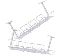 UTHCLO Organizador de Cables Debajo del Escritorio 2 Unidades Bandeja de Gestión de Cables sin Taladro Soporte de Almacenamiento para Oficina y Hogar Color Blanco Montaje Estable y