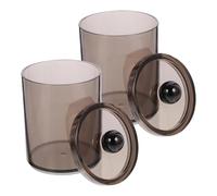 UTHCLO Organizador para Hisopos de Algodón 2 Piezas, Caja Dispensadora Transparente Negra, Contenedor Multiusos con Tapa para Baño y Tocador, Soporte Compacto para Almacenamiento