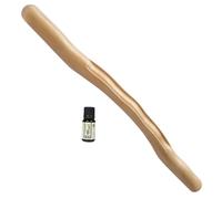 UTHCLO Palo De Masaje Corporal De Madera Natural 48 Cm, Herramienta Manual Para Espalda y Hombros, Compacto y Ligero Para Masaje Terapéutico Casa, Incluye 10 Ml Aceite Esencial De Artemisa