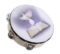 UTHCLO Pandereta De Madera De 10 Pulgadas, Doble Capa Impresión De Paloma, Instrumento De Percusión Manual Para Fiestas y Juegos Infantiles, Accesorios Musicales Para Animar