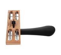 UTHCLO Pandereta de Talón de Doble Hilera, Instrumento de Percusión de Mano Pequeño Estructura Metálica y Acabado en Madera, Adecuado para Música Folclórica, Fiestas y Acompañamiento