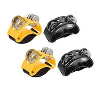 UTHCLO Panderetas de Pie de Percusión 4 Piezas Negro y Amarillo, Instrumento Musical Sonaja Metálica y Base de Metal para Acompañamiento de Tambores Africanos y Ensayos Musicales