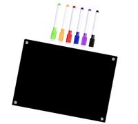 UTHCLO Pizarra Magnética Acrílica Negra A3 para Nevera, Tablero de Borrado en Seco Reutilizable 6 Rotuladores Blancos, Planificador Semanal para Cocina y Oficina, Organizador de Mensajes