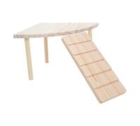 UTHCLO Plataforma para Pequeños Animales con Escalera de Madera Khaki, Diseño Moderno en Esquina para Jaula, Fomenta Exploración y Es Lavable para Uso en Casa
