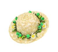 UTHCLO Sombrero de Paja para Perro Flores Verdes, Cómodo y Ajustado, Adecuado para Uso Diario y Desfiles, Diseño Creativo y Suave Piel Mascotas