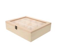 UTHCLO Soporte para Bolas de Secadora de Madera con Tapa, Organizador de Lavandería Segmentado 30x30x5 Cm para Almacenamiento y Protección contra Polvo en Lavaderos