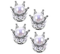 UTHCLO Tapones para Válvulas de Neumáticos de Coche 4 Piezas Tapas de Vástago Diseño de y Gemas Blancos Material Metálico Plateado Accesorios para Decoración y Protección de Ruedas