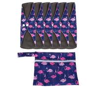 UTHCLO Toallas Menstruales de Bambú Reutilizables con Diseño Adorable para Mujer, Anti-permeables y Transpirables con Neceser, 7 Piezas en 1 Set