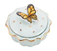 UTHCLO Vaso para Lavar Pinceles de Uñas de Cerámica con Filtro y Tapa, Plato Dappen Azul para Manicura Profesional, Limpiador de Polvo y Brillantina para Salón y Uso Doméstico