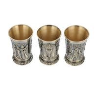 UTHCLO Vasos de Licor Vintage Egipcios 3 Piezas Set de Metal Cobre Estilo Tótem Antiguo para Cóctel Whisky Uso en Hogar Bar Restaurante