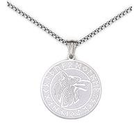 UTHOSMDO Collar nórdico de lobo vikingo con runas vikingas, lobo de monedas vikingas, regalo de joyería de acero inoxidable vikingo para hombres, Acero inoxidable, No es una piedra preciosa