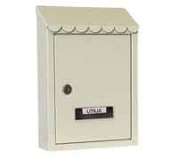 UTILIA Buzón de correos Capri 21 x 6 x 30 cm, porta cartas de chapa pintada con techo, solapa superior trasera, buzón exterior con cerradura de cilindro, 2 llaves (beige)