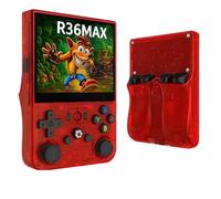 Utilify Consola Retro R36MAX Portátil Roja 128 GB con más de 18 000 Juegos | Pantalla HD de 4” | Batería 4000 mAh | Salida HDMI/AV | USB C | Compacta y Ergonómica y Protector de Pantalla