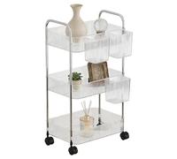 Utility Cart - Acrylic 3-Layer Storage, Rolling Storage Cart with Lockable Wheels | Snack Organizer for Dorm, Bedroom, Office, Home, Kitchen, Bathroom, Laundry, Makeup | Mobile Transparent Trolley