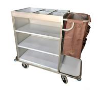 Utility Cart, Multi-Compartment Cleaning Trolley with Sealed Construction Quiet Wheels for Warehouse, Hotel and Facility Maintenance(B)