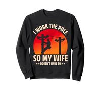 Utility Lineman Retro I Work The Pole Funny Lineworker Humor Sudadera