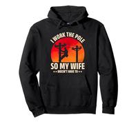 Utility Lineman Retro I Work The Pole Funny Lineworker Humor Sudadera con Capucha