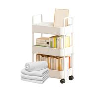 Utility Rolling Cart Organizer, Mobile Storage Cart, 3/4 Tier Storage Trolley with Feature, Kitchen Living Room Office Accessory Set, Handles Wheels Utility Home Apartment Organization System