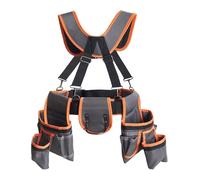 Utility Toolbelt - Adjustable Work Waist Organizer, Suspender Supported Gear Harness, 19 Pocket Repair Holder | Durable Equipment Carrier for Electrician Plumbing Maintenance Construction Projects Out