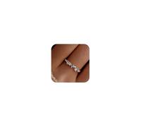 UTISUVIKO Anillo de compromiso con estrella y circonita cúbica para mujer, plata de ley 925, circonita cúbica azul, apilable, anillo de eternidad, anillo de boda para mejores amigas, como regalo de