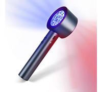 UTK Dispositivo de terapia de luz roja de 24 LED de alta potencia con longitud de onda de 470/660/850/940 nm, terapia de luz de mano azul rojo e infrarrojo cercano, alivia profundamente el dolor