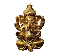 UTLODY Collar de meditación, Estatua de Buda Ganesha Dorada, Escultura Dios Elefante, Figura Resina Tallada a Mano for Meditación, Adorno Jardín for Decoración Interiores(B)